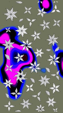 Yeşil renklerde. Raster illüstrasyonu. Yeşil renkte yeşil papatya deseni.