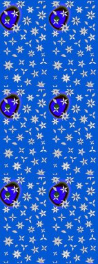 Raster düz çiçek çizim deseni. Hediye ambalaj kağıdı, tebrik kartları, posterler ve pankart tasarımı. Mavi renkte çiçekler.