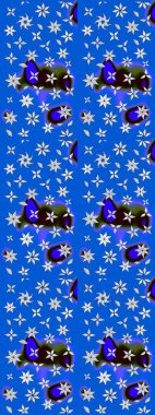 Çiçek mavisi eskiz deseni. Raster çiçek izi. Klasik taslak çizimi.