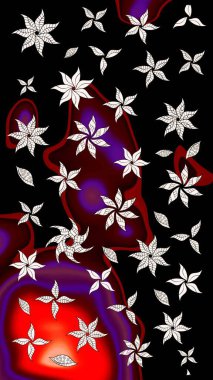 Poster ya da kapak için arka plan. Davetiye ve kartpostal tasarımı için dekoratif çiçek unsurları. Yapraklı çizim şekli. Tekstil için figür. Sevimli zarif çiçekler Raster illüstrasyonu.