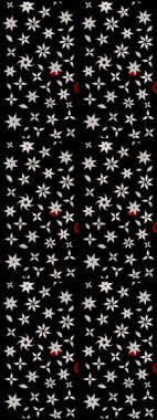 Raster illüstrasyonundaki çiçek desenli çizim. Siyah renkte çiçekler.