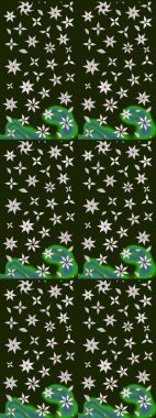 Çiçekler. Soyut etnik raster çizim kalıbı. Vadinin gri renkli çiçekleri.