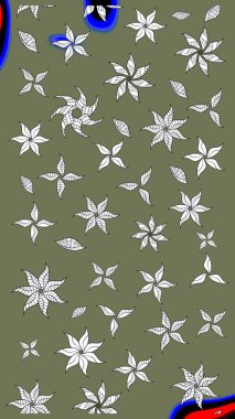 Küçük çiçekteki sevimli çiçek deseni. Yeşil renkte çiçekler.