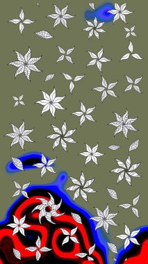 Çiçekli eskiz çizimi. Düz Çiçek Elementleri Tasarımı. Yeşil renkli çiçekler. Renkli Yaz Teması çizim şablonu.