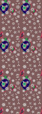 Raster düz çiçek çizim deseni. Hediye ambalaj kağıdı, tebrik kartları, posterler ve pankart tasarımı. Kahverengi renkte çiçekler.