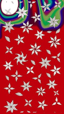 Zarif, parlak ve kırmızı çiçek desenli eskiz. Sabıka baskıları, bebek kıyafetleri, duvar kâğıtları, paket kutuları vb..