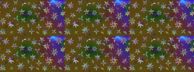 Düz Çiçek Elementleri Tasarımı. Yeşil renkli şirin çiçek deseni. Renkli Bahar Teması eskiz kalıbı. Raster Modaya uygun kumaş deseni.