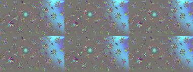 Gri renklerde bahar çiçekleri. Çiçekli karalama şeklinde Raster çiçek deseni. Raster illüstrasyonu.