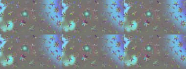 Raster çiçek desenli çiçek deseni, yapraklar, dekoratif elementler, sıçrama, lekeler, el çizimi kontur çizgileri ve Doodle çizim stili, grafik raster çizim çizimi.