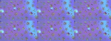 Raster illüstrasyonu. Mor renklerde. Çiçekli güzel suluboya desen.