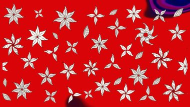 Düz Çiçek Elementleri Tasarım Raster illüstrasyonu. Çiçekli çiçek deseni, suluboya. Kırmızı renkte çiçekler. Renkli Bahar Teması Eskiz Şablonu.