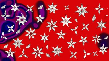 Kabile sanatı boho baskısı, klasik çiçek arkaplanı. Soyut etnik raster çizim kalıbı. Arkaplan dokusu, duvar kağıdı, kırmızı renkli çiçek teması.