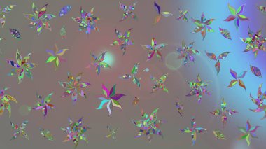 Düz Çiçek Elementleri Tasarımı. Gri renkli çiçekler. Raster illüstrasyonundaki çiçek desenli çizim. Renkli Bahar Teması çizim şablonu.