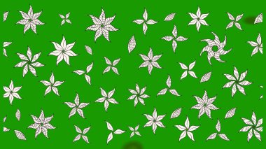 Yumuşak, yeşil renkli bahar çiçekleri. Patlayan çiçekler soyut olarak yerleştirilmiş. Raster illüstrasyonu. Raster deseni.