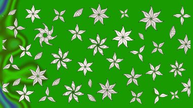 Raster illüstrasyonundaki çiçek desenli çizim. Suluboya tarzında yeşil renkte çiçekler.