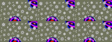 Parlak renkli çiçekli ve yeşil yapraklı harika bir çiçek deseni. Moda baskıları için zarif bir şablon. Modern çiçek arkaplanı. Halk stili.