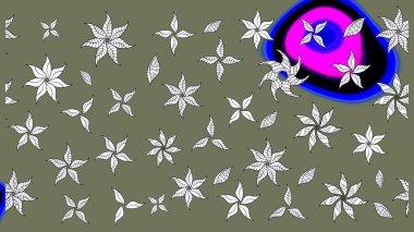 Yeşil renkli çiçekler. Renkli Bahar Teması eskiz kalıbı. Raster illüstrasyonundaki çiçek desenli çizim. Düz Çiçek Elementleri Tasarımı.