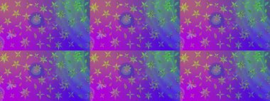 Raster illüstrasyonu. Mor renkli çiçekler. Robot resim. Şirin çiçek elementleri..