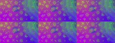 Çocuksu tasarım. Tekstil, kumaş, ambalaj, hatıra defteri için hoş bir çiçek arkaplanı. Menekşe arkaplanda. Elle çizilmiş karalama çiçekleri ile Raster çizim deseni.