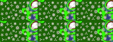 Kumaş desenli papatya çiçeği detayı. Yeşil renkte çiçekler.