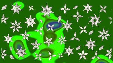 Yumuşak, yeşil renkli bahar çiçekleri. Yaprak ve çiçeklerin suluboya resimleri, yeşil renkte çizimler. Raster illüstrasyonu.