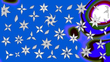 Raster illüstrasyonu. Tomurcukları çiçek olan sevimli bir çiçek deseni. Kumaş, tekstil, duvar kağıdı baskısı için. Eskiz geçmişi. Eski usul. Raster..