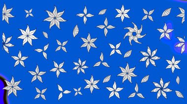 Şirin çiçekli, desenli, mavi renkli renkli bir eskiz deseni. Tekstil için suluboya eskiz deseni. El çizimi çiçek çizimi deseni (fayans)).