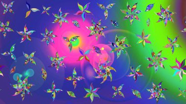 Suluboya tarzında mavi renkli çiçekler. Raster illüstrasyonunda çiçek deseni çizimi.