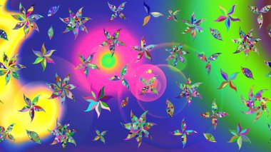 Çiçek desenli eskiz, yaz çiçekleri. Mavi renkli çiçekler. Düz Çiçek Elementleri Tasarımı. Renkli Bahar Teması çizim şablonu.