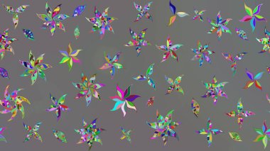 Suluboya tarzında gri renkli çiçekler. Raster illüstrasyonunda çiçek deseni çizimi.