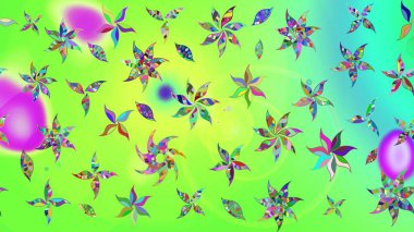 Arkaplan dokusu, duvar kağıdı, yeşil renkli çiçek teması. Kabile sanatı boho baskısı, klasik çiçek arkaplanı. Soyut etnik raster çizim kalıbı.