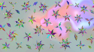 Gri renkli çiçekler. Raster düz çiçek çizim deseni. Tasarım hediye paketi, tebrik kartları, posterler ve afiş tasarımı.