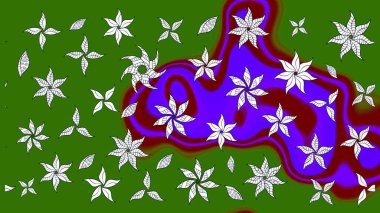 Kumaş desenli papatya çiçeği detayı. Yeşil renkte çiçekler.