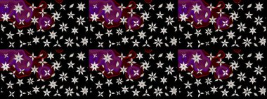 Çiçeksel çizim kalıbının yansıması. Vadinin çiçekleri siyah renklerde.