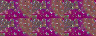 Mor renklere karalamalar çizilmiş çiçek deseni. Raster illüstrasyonu.