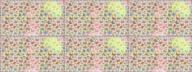 Raster. Çizim kalıbı. Kağıt, kumaş ve ambalaj için uygun. Gri ve bej renkli arka planda kelebekler.