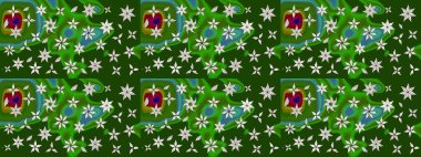 Sevgililer günü ve tebrik kartı konsepti için şık bir davetiye. Yeşil renkte manzaralı çiçek deseni. Üst manzara, yumuşak stil. Çiçek kompozisyonu, el boyası, hassas şablon..