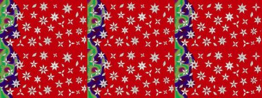 Raster illüstrasyonu. Suluboya çiçekli çiçek deseni. Kırmızı renkte güzel tekstil.