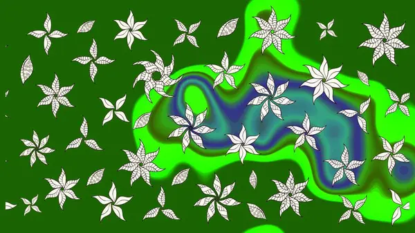 Suluboya çizimi. Çiçekli eskiz deseni. Yeşil renkli çiçekler. El çizimi.