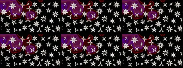 Çiçeksel çizim kalıbının yansıması. Vadinin çiçekleri siyah renklerde.