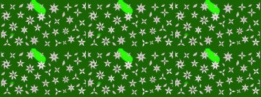 Çiçeksel elementlerle süslenmiş zarif raster dokusu. Küçük çiçekte hoş bir çiçek deseni var. Parlak çiçekli yeşil renkler üzerine soyut çizim deseni.