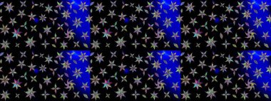 Çiçek desenli çizim. Siyah renkli çiçekler. Raster illüstrasyonu. Asya tekstil tarzında. Raster illüstrasyonu.