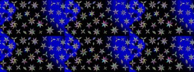 Siyah renkli etnik çiçeklerle süslenmiş zarif bir eskiz şekli. Asya Tekstil 'inde Raster Çiçek İllüstrasyonu.