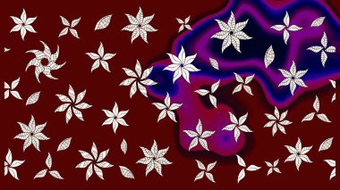 Kırmızı renkte çiçekler. El çizimi çiçekli soyut çizim kalıbı. Raster illüstrasyonu.