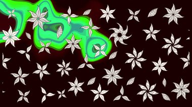 Raster resim. Güzel kumaş deseni. Doodle çiçekler ve dalları, otlar ve çiçekler. Elle çizilmiş.