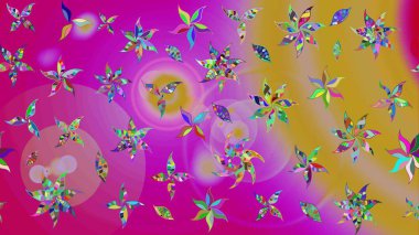 Eskiz klasiği. Raster Şirin kumaş deseni. Düz Çiçek Elementleri Tasarımı. Renkli Bahar Teması çizim şablonu.