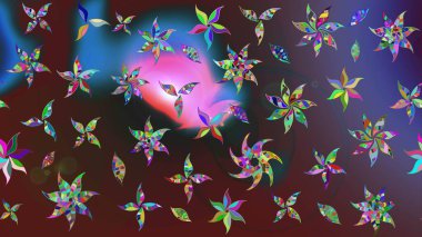 Düz Çiçek Elementleri Tasarımı. Raster illüstrasyonu. Mor renkli çiçekler. Çiçekli çiçek deseni, suluboya. Renkli Bahar Teması çizim şablonu.