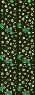 Gri renkli çiçekler. Raster illüstrasyonu. Asya tekstil tarzında. Raster illüstrasyonu. Çiçek desenini çiz.