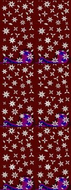 Çiçekli karalama şeklinde Raster çiçek deseni. Raster illüstrasyonu. Kibarca, bahar çiçekleri kırmızı renklerde.