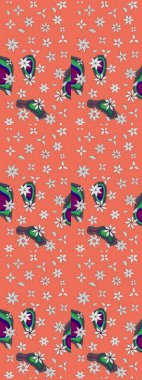 Raster illüstrasyonu. Çizim çiçek deseni duvar kâğıdı olarak kullanılabilir. Turuncu renkte çiçekler.